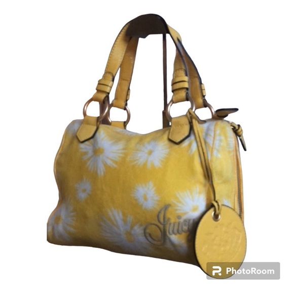 Vintage Juicy Couture Y2K Daisy Velour Patent Trim Handbag